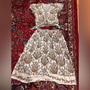 Max Studio paisley Floral flutter sleeve Top with matching midi skirt